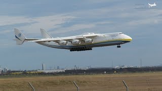 HD The BIGGEST Plane Antonov An225 Mriya Landing at LeipzigHalle Airport  Ан225 Мрия [upl. by Jonie67]