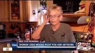 Woman uses moose poop for artwork [upl. by Yuzik777]