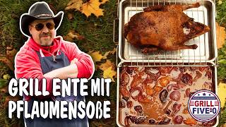 Ente mit Pflaumensoße  knusprige Ente vom Grill mit fruchtig süßsaurer Soße  Grill Five0 🤠 [upl. by Casilda]