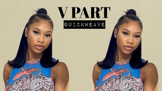 HOW TO V Part Half Up Half Down Quick Weave No Leave Out [upl. by Monaco]