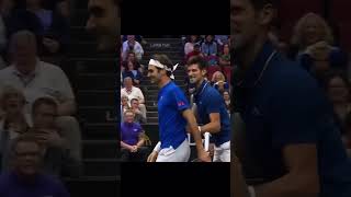 Djokovic shoots Federer down the back 😂 [upl. by Drahser364]