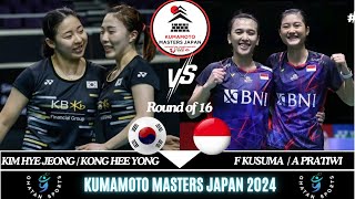 KIM H JKONG H Y KOR vs F KUSUMAA PRATIWI INAWDR16  Japan Masters 2024 Badminton [upl. by Aremmat264]