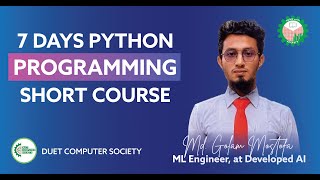 Basic Python Programming Class 1 Beginner  Programming Sort Course DUET Computer Society DUET [upl. by Enitsyrhc]