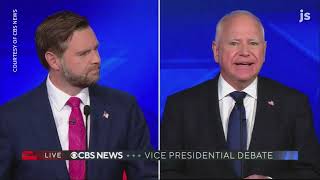 VP debate 2024 Tim Walz and JD Vance on Israel Gaza Iran and the Middle East [upl. by Haleemaj]