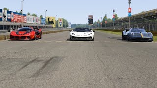 Ferrari FXX K vs Lamborghini Aventador SVJ vs Pagani Huayra BC at Monza Full Course [upl. by Alaric920]