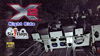 2024 X2 Roller Coaster at Night On Ride 4K POV Six Flags Magic Mountain [upl. by Hgielek]