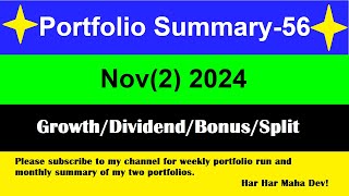 Zerodha Portfolios Nov2 2024 Summary [upl. by Giff649]