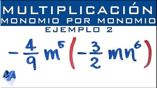 Multiplicación de expresiones algebraicas  Monomio por monomio  Ejemplo 2 [upl. by Chema]