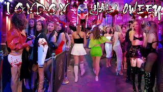 Halloween Night Walk in London  Central London Night Walk 4K [upl. by Adnof]