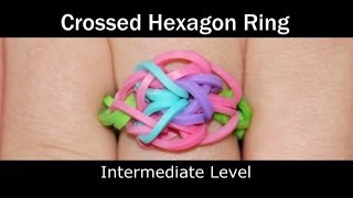 Rainbow Loom® Crossed Hexagon Ring [upl. by Odlawso945]