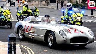 Mercedes Benz 300 SLR 722 in a London tribute to Sir Stirling Moss [upl. by O'Doneven]