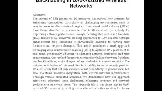 Deep Reinforcement Learning Based Placement for Integrated Access Backhauling in UAV Assisted Wirele [upl. by Ailis765]