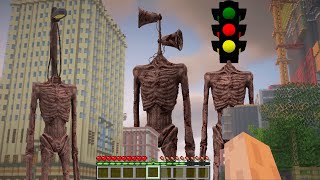 SIRENHEAD vs TRAFFIC LIGHT HEAD vs LAMPHEAD HUNTING ONLY ME IN CITY IN MINECRAFT [upl. by Nnad456]