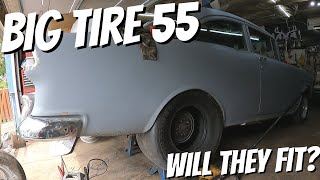 55 Chevy Goes BIG TIRE  Instant Gasser 2 Lane Black Top Look [upl. by Perrie262]