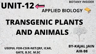 Unit12  Transgenic Plants and Animals  Methods of Gene Transfer Examples ApplicationsCSIRNET [upl. by Neomah676]