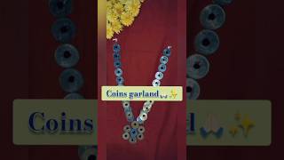 How to make garland with coins దేవుడు ఫోటోలకు కాసుల దండ garlandmaking trendingshorts diy [upl. by Enyahs985]