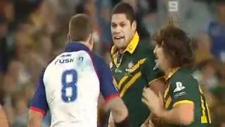 Australia vs England Willie Mason knocks Feildon out cold [upl. by Aicil]