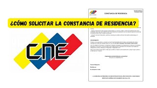 Cómo Solicitar la Carta de Residencia del CNE venezuela online gratis [upl. by Nemaj]