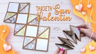 Manualidades y DIY  Cómo hacer una Tarjeta Acordeón para San Valentín CC [upl. by Volding]