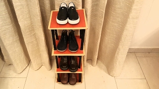 DIY How to Cardboard Shoe Rack Shelf TUTORIALFor kids Shoes [upl. by Bastien]