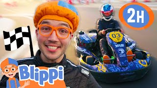 Blippi Races Go Go GoKarts  BEST OF BLIPPI TOYS  Educational Videos for Kids [upl. by Dyche572]