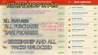 BITLIFE MOD PATCH 31410 ALL PURCHASES UNLOCKED SAVE PROGRESS BITIZENSHIP FREE [upl. by Claudetta421]