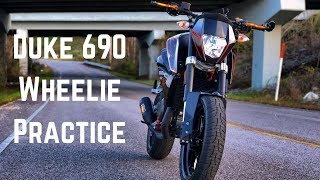 KTM Duke 690 wheelie practice [upl. by Ibib]