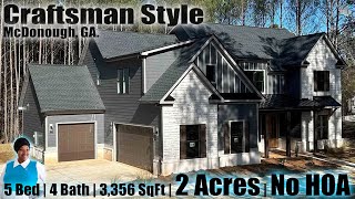 New Homes in McDonough GA  Craftsman Style  2 Acre Lot  No HOA  3 Car Garage [upl. by Ellenwahs]