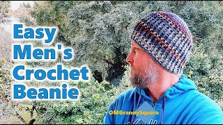 Easy Mens Crochet Beanie  Crochet Tutorial [upl. by Lakin319]