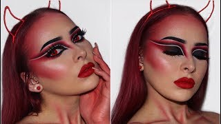 Glamorous Red Devil  Halloween Makeup Tutorial 2018 [upl. by Lashondra]