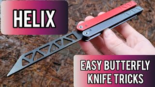 Helix Balisong Tutorial EASY BUTTERFLY KNIFE TRICKS [upl. by Leonhard]