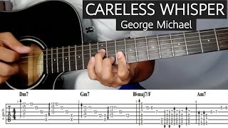 How To Play CARELESS WHISPER George Michael Guitar Tutorial with Tablature and Tabs on Screen [upl. by Noissap376]