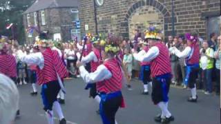 The Saddlworth Morris Men dance at the Saddleworth Longwood Thump Rushcart festival 2011 [upl. by Ytsihc]