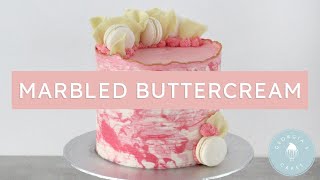 New Technique How To Make Marbled Buttercream  Georgias Cakes [upl. by Bohman]