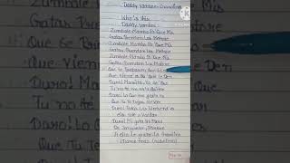 Daddy Yankee 🤟🙏👍🎧 Gasolina lyrics paper lyrics shorts songenglish songsshort feed [upl. by Campy]