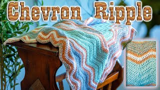 Chevron Ripple Blanket  DC 2 Tog  Easy Crochet Pattern  I love this yarn [upl. by Mcspadden73]