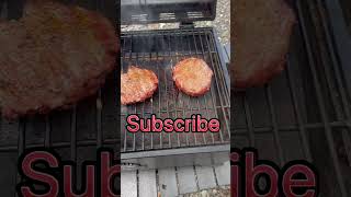 Burgers 🍔 on the pit boss smoker burger pitbossgrills smoker [upl. by Raffarty130]