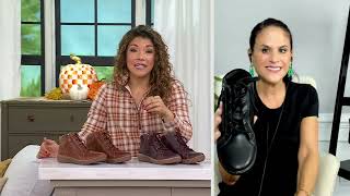 Clarks Collection Leather LaceUp Boots Caroline Park on QVC [upl. by Adnylem]