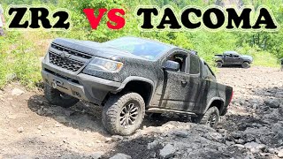 ZR2 vs Tacoma 4x4 OffRoading 2022 Comparison Toyota vs Chevy Midsize Trucks [upl. by Anaahs]