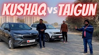 Volkswagen Taigun 10 vs Skoda Kushaq 10 Comparison Video Which One to Buy [upl. by Arjun994]