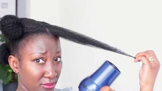 How To  Blow Dry Natural Hair Without Comb Attachment  4c thinfine hair  Adede [upl. by Anade]