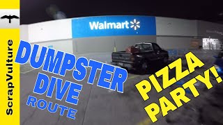 My WALMART Dumpster Dive Route amp How to Make 3 PIZZA PARTY and a Flat Tire [upl. by Annoirb]