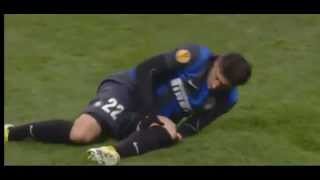 Diego Milito terrible injury vs Cluj Europa League 14022013 [upl. by Glarum]