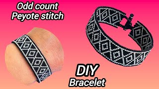 Peyote stitch braceletSimple elegant and easy to makeOdd countImpar peyote stitchDIY Tutorial [upl. by Adnarom]