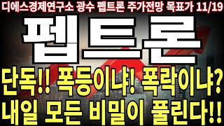 펩트론 주가전망 단독 폭등이냐 폭락이냐 내일 모든 비밀이 풀린다 feat 디에스경제연구소 광수 목표가 [upl. by Cynera]