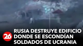 GUERRA RUSIAUCRANIA  Rusia destruye un edificio utilizado por soldados ucranianos para esconderse [upl. by Ahsyek944]