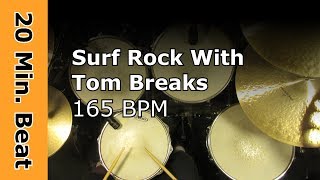 20 Minute Beat  Surf Rock With Tom Breaks 165 BPM Ride Beat Only [upl. by Nabe29]