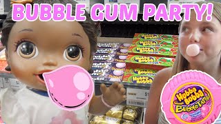 BABY ALIVE has a BUBBLE GUM PARTY LEARNS to BLOW a BUBBLE The Lilly and Mommy Show KIDS SKIT [upl. by Htebazie]