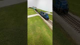 Old Conrail Engine Leads A Katy Train On My Model Railroad shorts trains modeltrains [upl. by Abrahan]