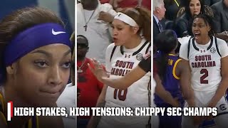 HIGH STAKES ➡️ HIGH TENSIONS 👀 CHIPPY MOMENTS from LSU vs South Carolina  ESPN College Basketball [upl. by Annabel]